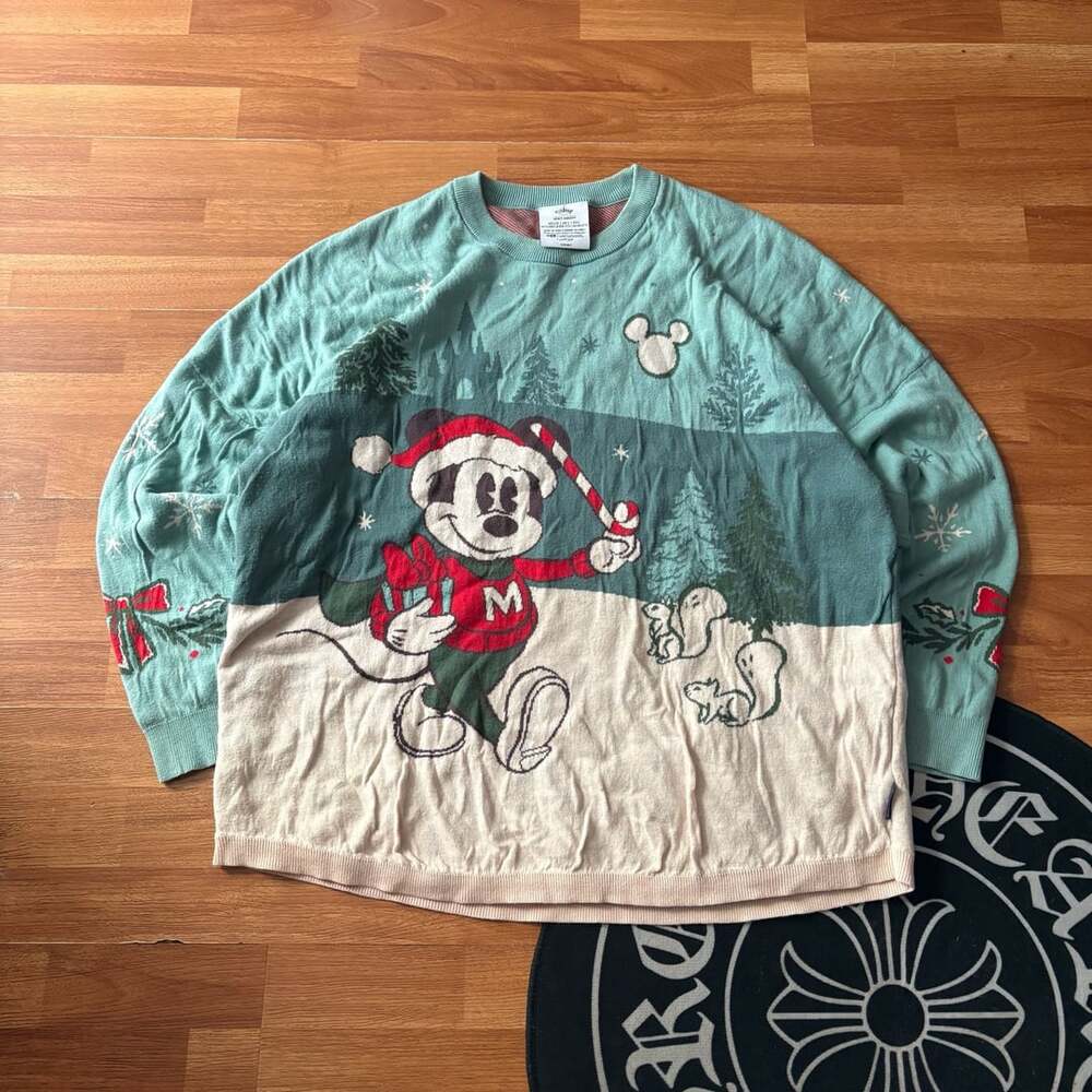 Disney Mickey Mouse Holiday Spirit Jersey Sweater Seasons Greetings